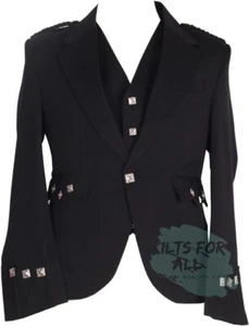 Scottish Argyle Kilt Jacket with 5 Button Vest For Men - Picture 1 of 5