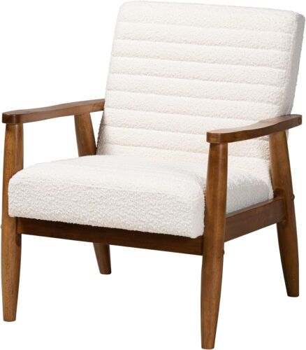 Chair, One Size, White/Walnut Brown