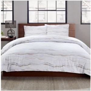 Garment Washed Achate 3-teiliges King/Groß Bettwäscheset in Grau Weiß/Grau - Bild 1 von 1