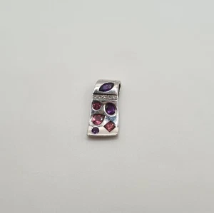 Pendentif or blanc 18 carats serti de saphir rose et améthyste - Picture 1 of 6