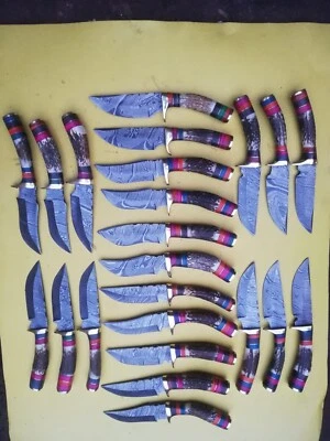 Lot of 20 HANDMADE DAMASCUS STEEL SKINNER HUNTING KNIVES 6inch - Image 1 of 4