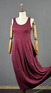 Vintage LAURA ASHLEY Burgundy Tank Pinafore Long Dress Size UK 10 / USA 6 - Picture 1 of 12