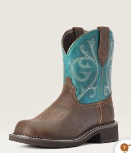 Ariat Fatbaby Heritage Western Boot Worn Hickory Teal pink coastal Cowgirl 6.5