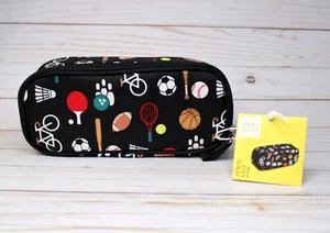 Back to School All Sports Themed Black Polyester Pencil Case by L&D BNWT - Picture 1 of 8