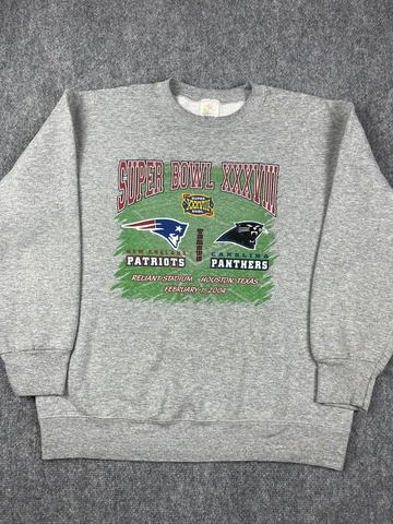 Vintage New England Patriots Sweatshirt Size Large Gray Pullover NFL Football Cover