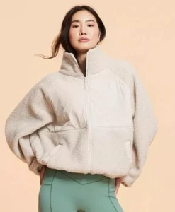 Blogilates Women's Campfire Fleece Full Zip Jacket - Light Taupe XL NWT - Picture 1 of 5