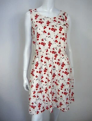 Brooklyn Industries Sleeveless Cotton Scoop Neck Dress White Puppy Floral Sz 8 - Image 1 of 4