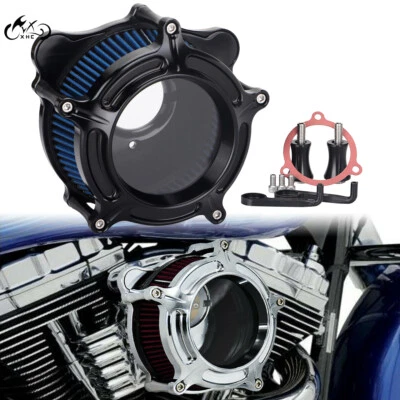 Filtro de admisión de filtro de aire azul para Harley Touring Street Road King Glide 08-16 Foto 1 de 4