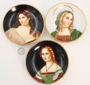 Giuseppe Chiurato Majolica Three Handpainted Porcelain Dishes  4" Italy - Picture 1 of 6