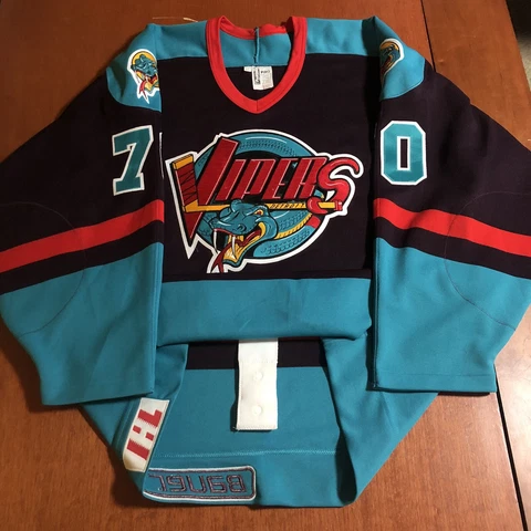 Bauer Authentic Detroit Vipers IHL Hockey Jersey Red Wings Vintage Black 52 Cover