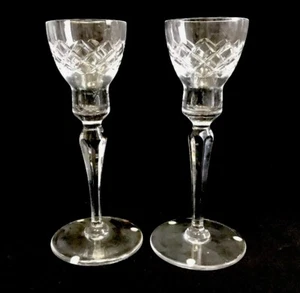Pair Orrefors Clear Glass Tall Taper Candle Holders Candlesticks Sweden Signed - Picture 1 of 6