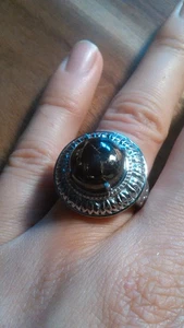 Matrix Silber Schungit Edelstahl Ring (Größe 8) - Bild 1 von 12