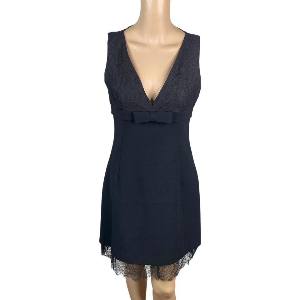 Платье-футляр Michael Kors черное натуральная шерсть кружевное с бантом - размер 4 - Изображение 1 из 4