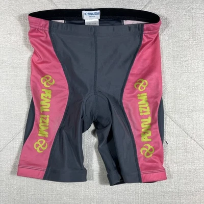 Pantalones Cortos de Ciclismo Pearl Izumi Mujer Medianos Rosa Gris Deletrear Logo Bolsillo Acolchado Foto 1 de 4