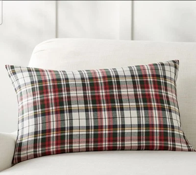 POTTERY BARN DENVER КЛЕТЧАТЫЙ ПОЯСНИЧНЫЙ НАВОЛОЧКА 16x26 Country Cabin Рождество НОВЫЙ - Изображение 1 из 2