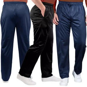 Mens Silky Jog Bottoms Joggers Casual Sports Running Track Pants Trousers Black - Picture 1 of 10
