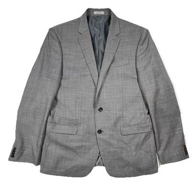Chaqueta Blazer EXPRESS Para Hombres 42R Gris Mezcla de Lana Crosshatch Ajuste Moderno Foto 1 de 4