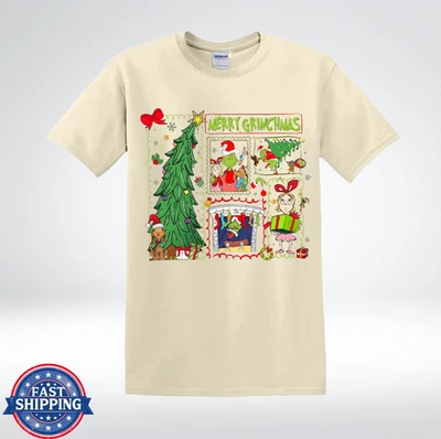 Cute Merry Grinchmas Xmas Comic Scene Vintage Holiday Art T-Shirt - Image 1 of 2