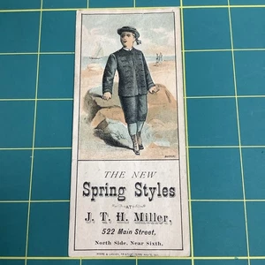 Victorian Trade Card J.T. H. Miller Abbigliamento Terre Haute Ind. - Foto 1 di 4
