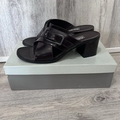 Guess Block Heel Platform Sandals Women’s 6.5 Belle Brown Patent - Image 1 of 4