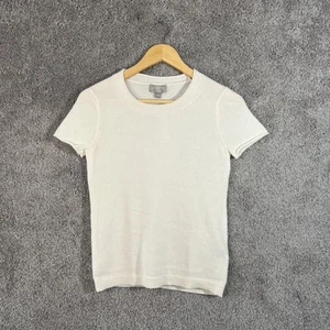 J. Crew Cashmere Sweater Womens XS Ivory Short Sleeve Scoop Neck Pullover - Picture 1 of 13