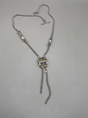 Винтажный ручной работы ремесленника серебро 925 аметист цепочка подвеска ожерелье - Изображение 1 из 4