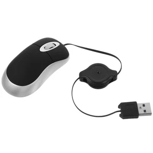 Mini Travel Optical Mouse Work with Retractable Cable Wired USB Cord - Picture 1 of 12