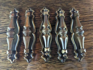 Vintage Brass Drawer Pulls Cabinet Handles 3" Centers (Qty 5) - Picture 1 of 14