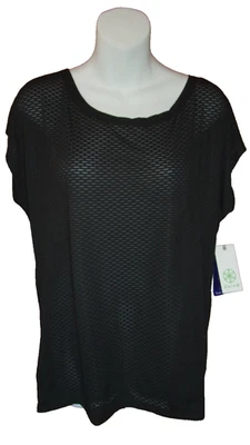 NWT GAIAM YOGA " Studio to Street " Open Back Top, Black Patterned Mesh, Large - Image 1 of 4