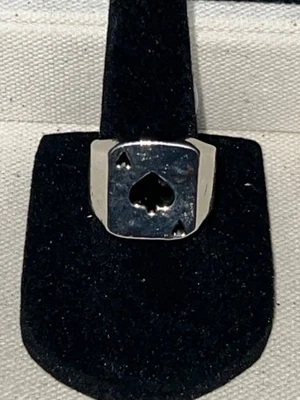 Anillo tarjeta as esmaltada tono plata talla 8 nuevo con etiquetas/I Foto 1 de 4