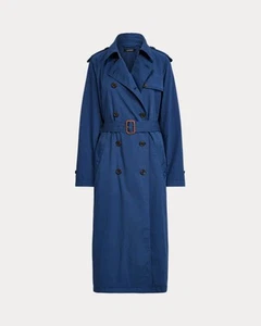 Lauren Ralph Lauren Featherweight Twill Trench Coat Blue Size 14 NWT MSRP $295 - Picture 1 of 22