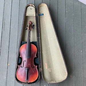 Full Size Violin Antonius Stradivarius Copy Made in Czechoslovakia Needs Repair - Picture 1 of 24