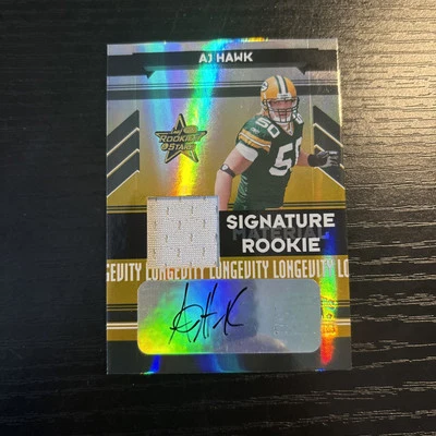 2006 Leaf Rookies&Stars Rookie Material Autos Longevity Black Prime A.J. Hawk/5 - Image 1 of 2