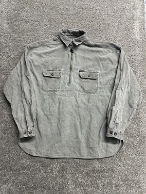 Vintage 90s Structure Mens Corduroy 1/2 Zip Pullover Collared Work Shirt Grey XL - Image 1 of 4