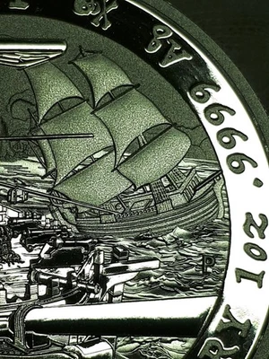 1 OZ plata 9999  Fancy Black Flag 2023 TUVALU encapsulada - Imagen 1 de 4