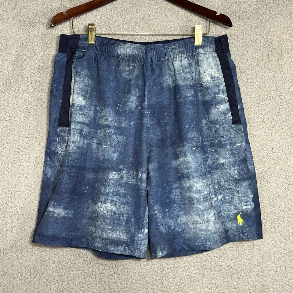 Pantalones Cortos Polo Deportivos Ralph Lauren Hombres M Azul Rendimiento Cordón Atlético TieDye Foto 1 de 4