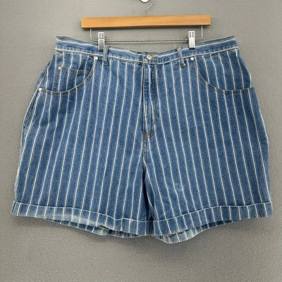 Pantalones Cortos Años 90 L.A. Azul Denim Rayas Cintura Alta Puños Mamá Talla 26 De Colección Grunge Foto 1 de 4