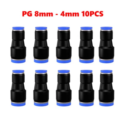 Pneumatic Push To Connect Air Fittings Straight Reducer Tube OD 8mm to 4mm 10PCS - Image 1 of 4