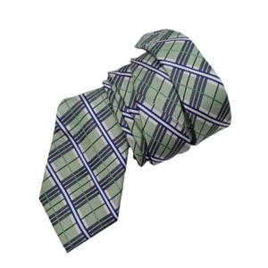 Croft & Barrow Silk Tie -Plaid -Green & Blue -100% Silk -57 Inches -Pointed - Picture 1 of 10