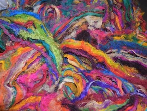 100g Sari Silk Ribbon craft ribbon yarn, Fluffy multi silk Dupioni - Picture 1 of 3