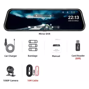 Mirror Dash Camera Rear Front View Dual Camera Touch Screen G-Sensor Display FHD - Picture 1 of 18