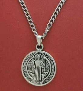 St Benedict Necklace Medal Charm Pendant and Chain Patron Saint of Europe - Picture 1 of 3