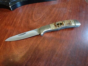 BROWNING 4" POCKET KNIFE GENUINE SHEEP HORN HANDLE 8Cr13MoV STAINLESS  BLADES - Picture 1 of 12