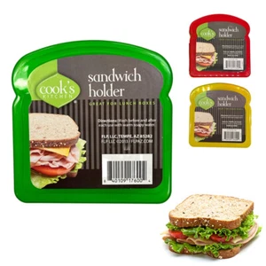 2 Sandwich Holder Lunch Box Snack Food Storage Hinged Reusable Container Keeper - Picture 1 of 1