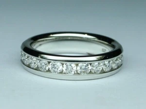 Fascia Fidanzamento Uomo Diamante Taglio Tondo Naturale 1,00 Ct Oro Bianco 14K Misura 12 - Foto 1 di 11