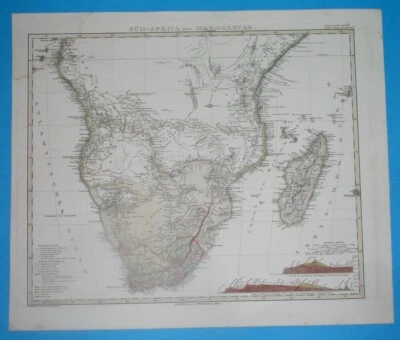 MAPA ORIGINAL 1860 SUDAFRICA MOZAMBIQUE KENIA TANZANIA ANGOLA RHODESIA REUNIÓN Foto 1 de 4