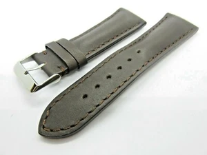 Braun gepolstertes Leder 24 mm Uhrenarmband Band poliert silberfarben Schnalle - Bild 1 von 6