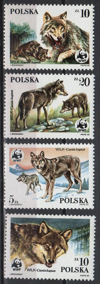 Polonia 1985. WWF Fondo Mundial para la Naturaleza animales bonito conjunto MNH (**) Foto 1 de 1