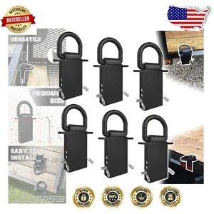 Durable Black D Rings Set - 6 Pcs Heavy Duty for Utility Trailers and Trucks - Picture 1 of 9