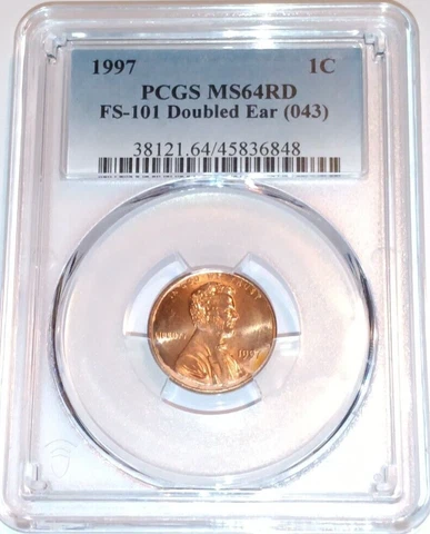 1997 FS-101 DOUBLED EAR  PCGS MS64RD LINCOLN CENT Cover